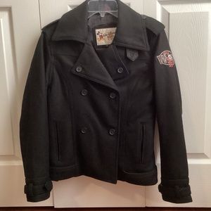 Disney Vintage Wool Blend Black Moto Jacket Size S